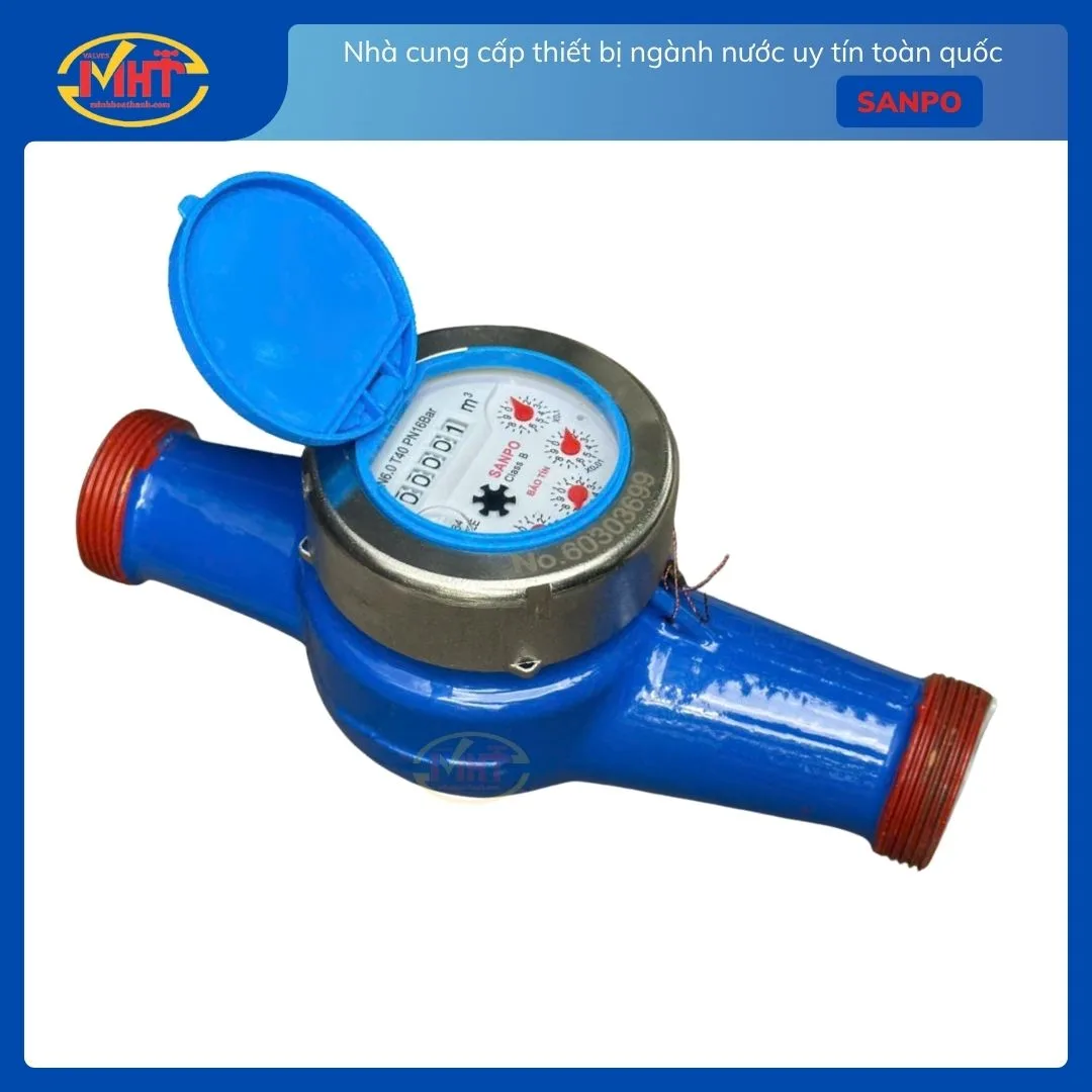 Đồng hồ cơ nước sạch SANPO vành mạ DN15 I Minh Hoà Thành