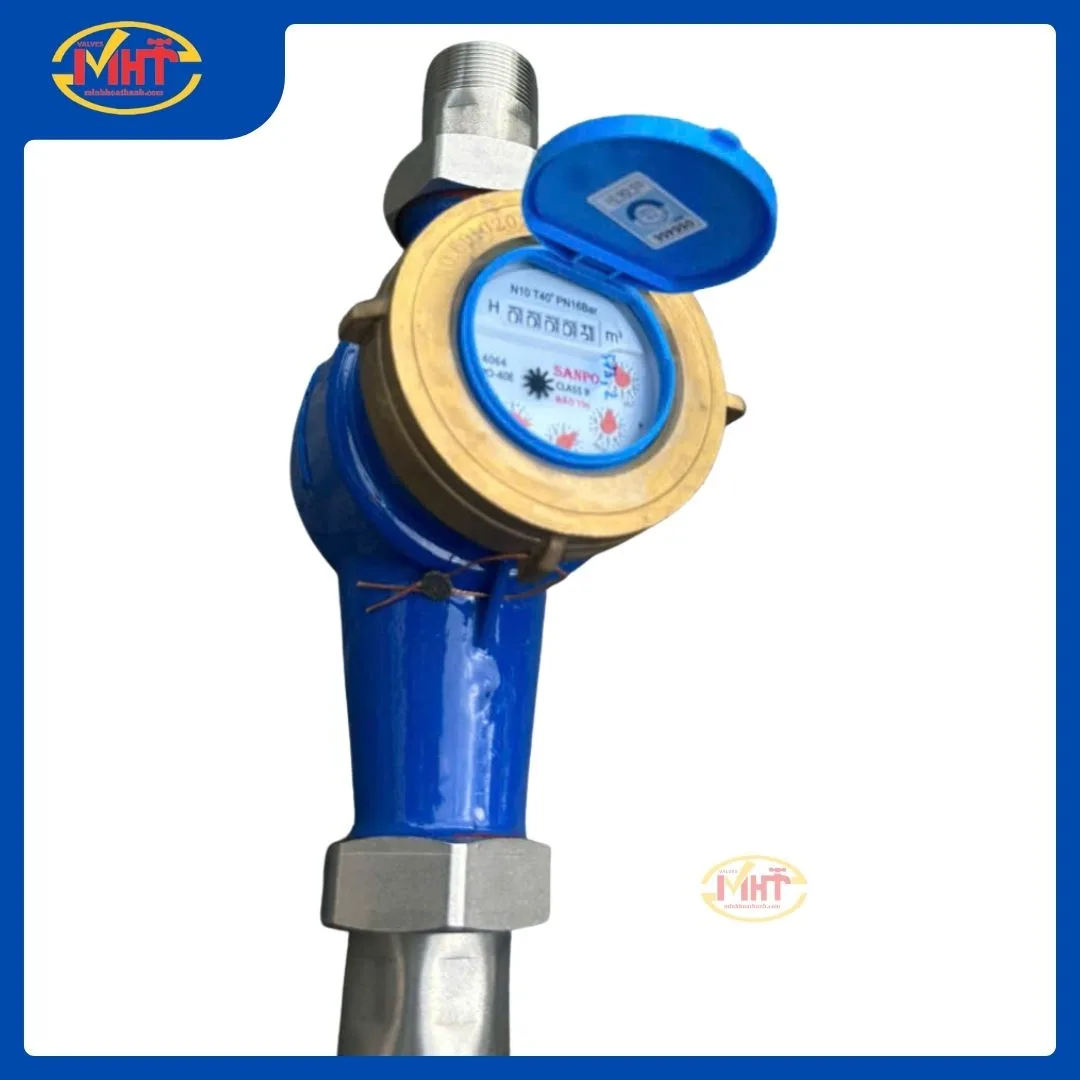 Đồng hồ TỪ nước sạch thân gang nối ren SANPO DN15 I Minh Hòa Thành