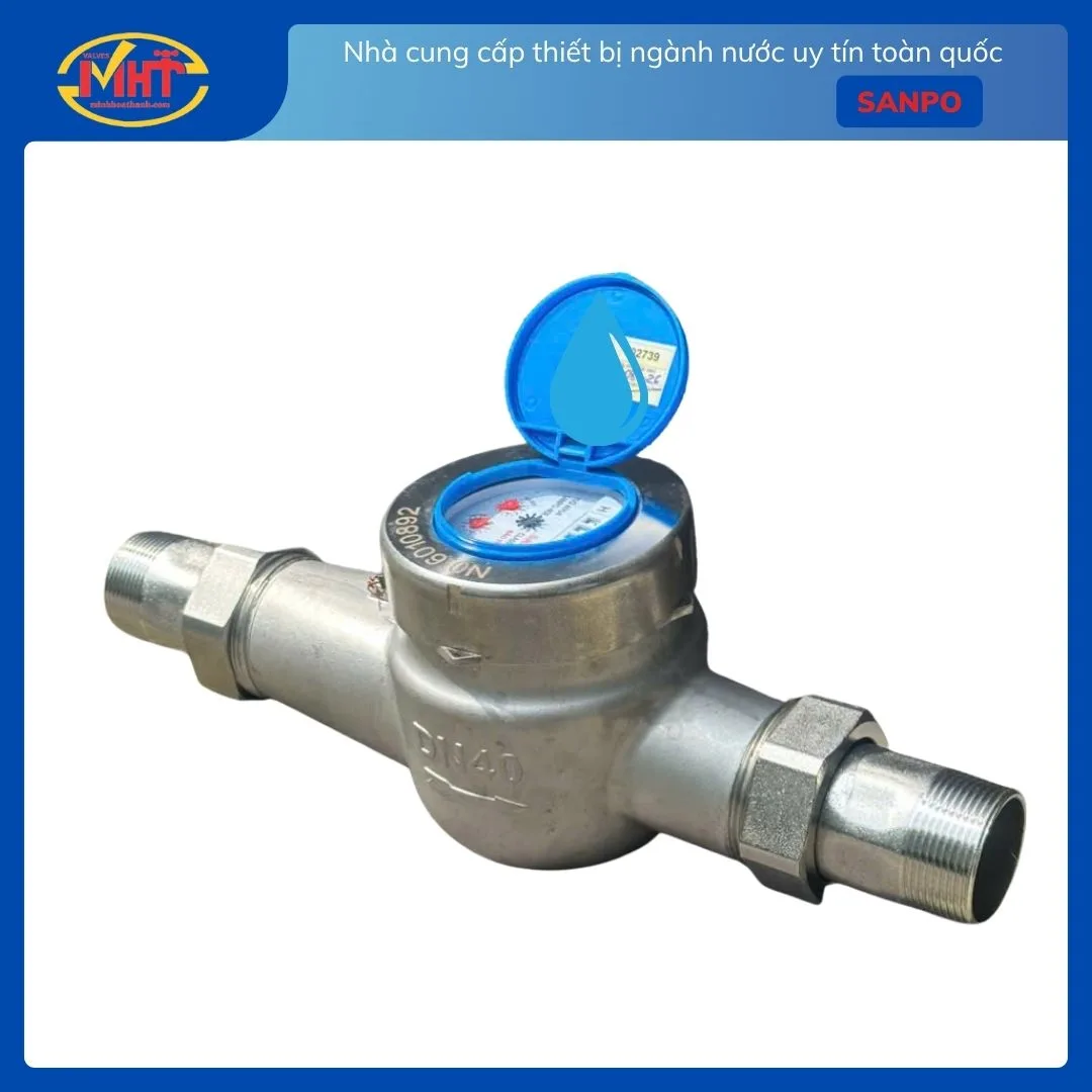 Đồng hồ TỪ nước sạch thân inox nối ren Sanpo DN20 I Minh Hoà Thành