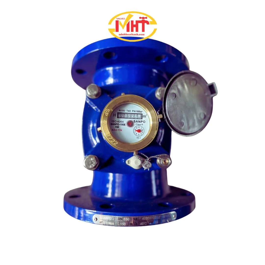 Đồng hồ từ nước sạch thân gang nối bích SANPO DN150